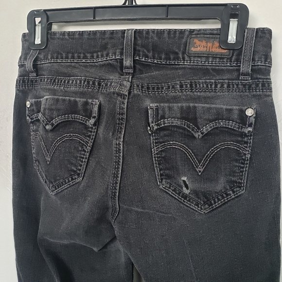 Levi's 529 Curvy Straight Jeans Black Faux Flap Pockets Women's 4 27x32 Denim - Picture 4 of 8